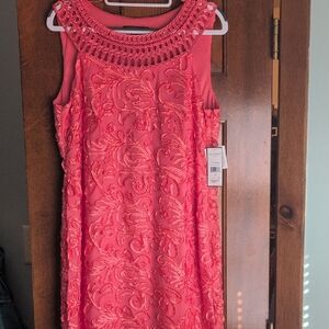 NWT Jessica Howarf Elegant Coral Colored Embroidered Dress